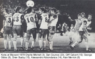 NASL Soccer Minnesota Kicks Blizzard 1979 Home Mitchell, Counce, Calvert, Gibbs, Busby Back Alan Merrick