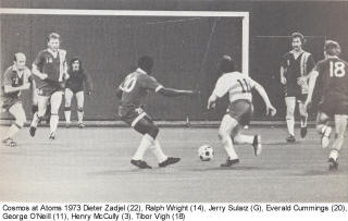 NASL Soccer New York Cosmos 73 Road Ralph Wright, Everald Cummings, Tibor Vigh