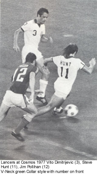 NASL Soccer New York Cosmos Lancers 1977 Home Steve Hunt Back Dimitrijevic, Pollihan