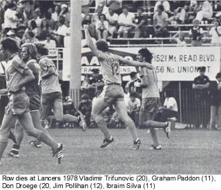 NASL Soccer Rochester Lancers 78 Home Back Jim Pollihan, Don Droege 2, Ibraim Silva 11