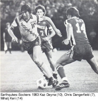 NASL Soccer San Diego Sockers 83 Home Kaz Deyna, Earthquakes Mihalj Keri