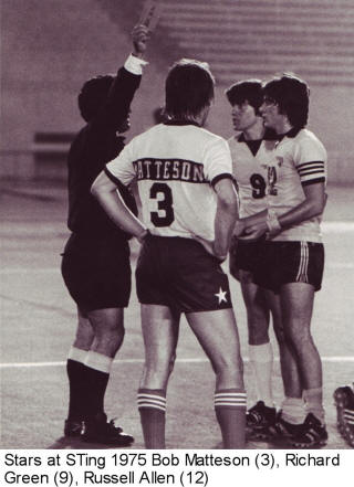 St. Louis Stars Chicago Sting 1975 Home Russ Allen 12, Richard Green, Bob Matteson