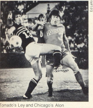 NASL Soccer Chicago Sting 77 Road Benny Alon, Tornado George Ley