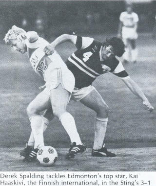 NASL Soccer Chicago Sting 81 Road Derek Spalding, Drillers Kai Haaskivi