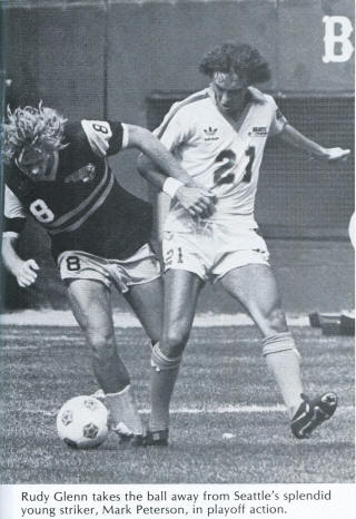 NASL Soccer Chicago Sting 81 Road Rudy Glenn, Sounders Mark Peterson