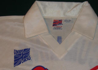Comets 88-89 Road Jersey Stan Cummins Union Jacks Logo