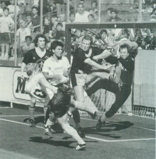 Lazers 87-88 Home Preseason Jim Gabarra, David Brcic Sockers Paul Dougherty